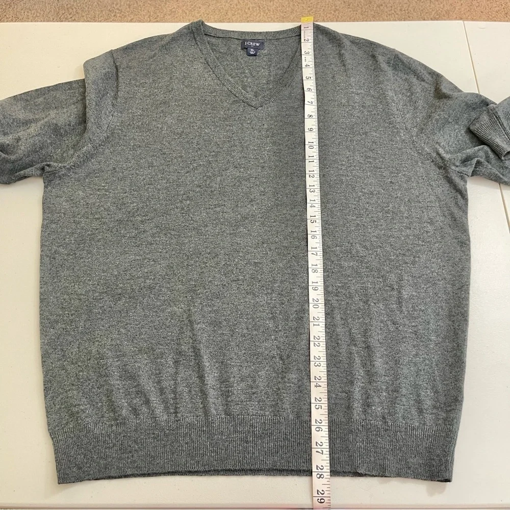 J. Crew Merino Wool Blend V-Neck Long Sleeve Sweater Size XL Gray Lightweight